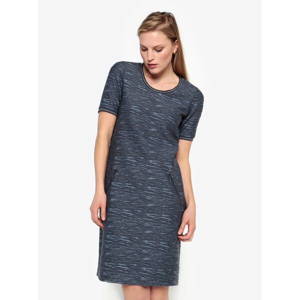 Rochie albastra cu model si maneci scurte - Yest