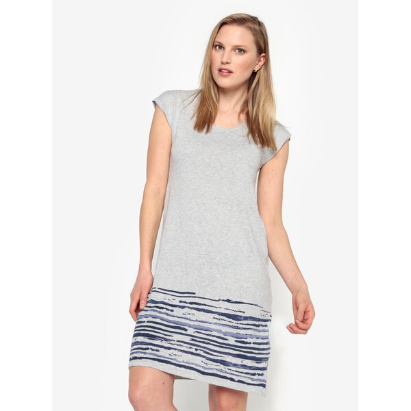 Rochie pulover gri cu print si maneci scurte - Yest