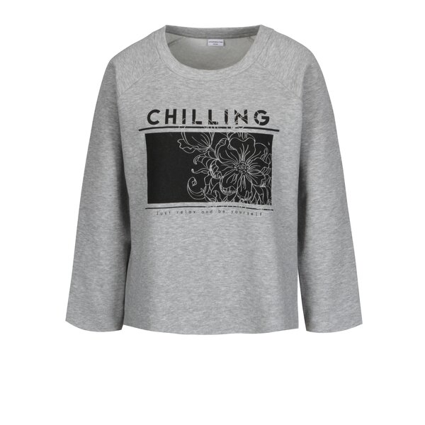 Bluza gri melanj cu print - Jacqueline de Yong Tori
