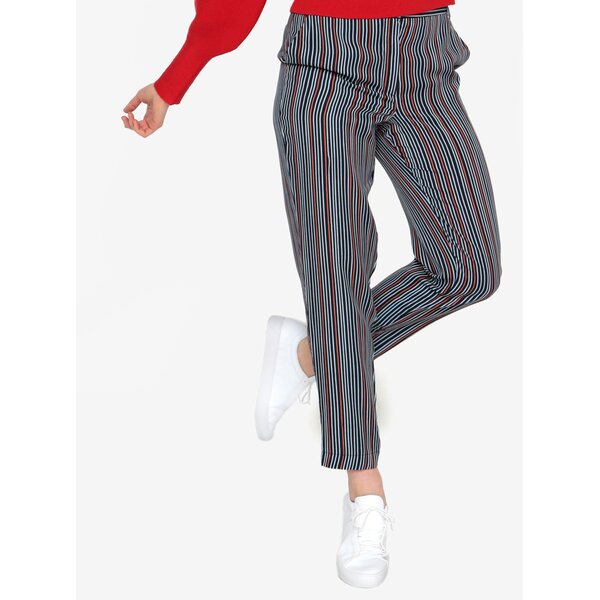 Pantaloni bleumarin in dungi cu talie inalta Selected Femme Elisa