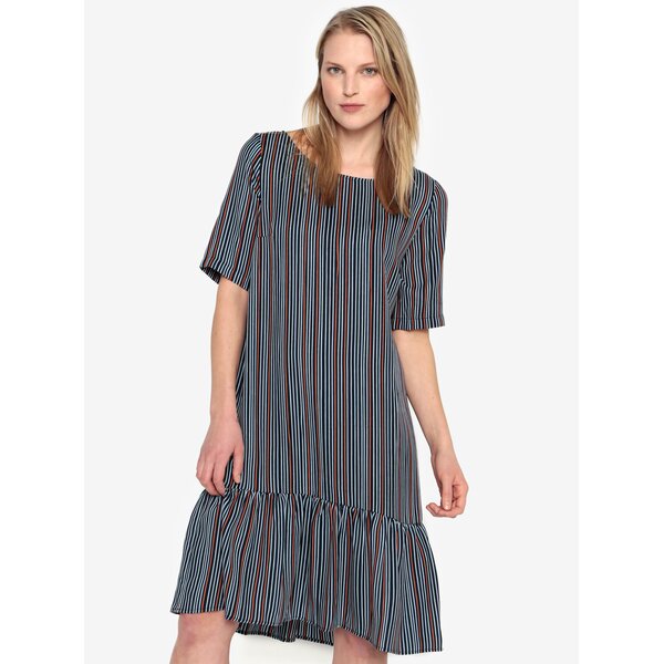 Rochie bleumarin cu imprimeu in dungi si volane - Selected Femme Elisa