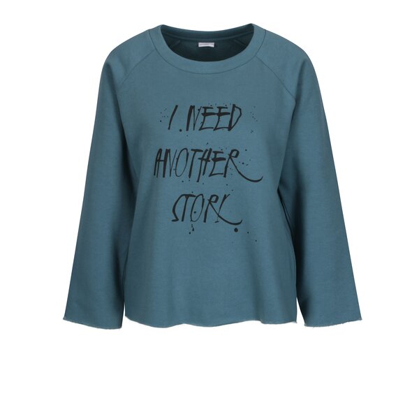 Bluza crop turcoaz cu print text Jacqueline de Yong Tori