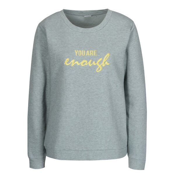 Bluza gri melanj cu broderie text Jacqueline de Yong Tori