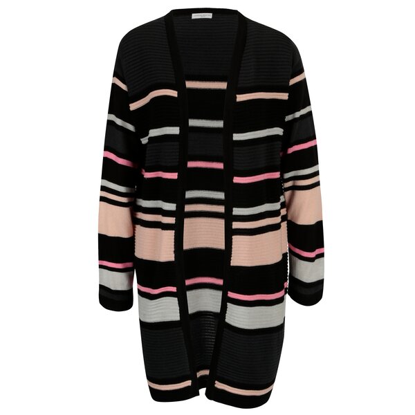 Cardigan lung roz&negru in dungi Jacqueline de Yong Tint