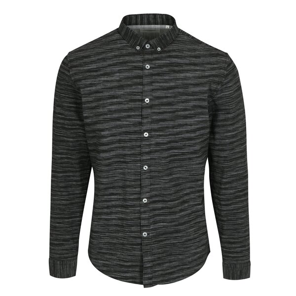 Camasa casual gri inchis cu guler button down - Lindbergh