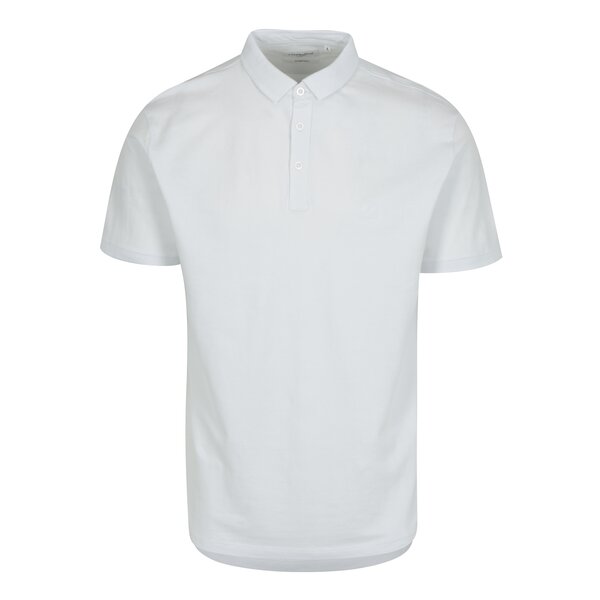 Tricou polo alb din bumbac cu logo brodat - Lindbergh
