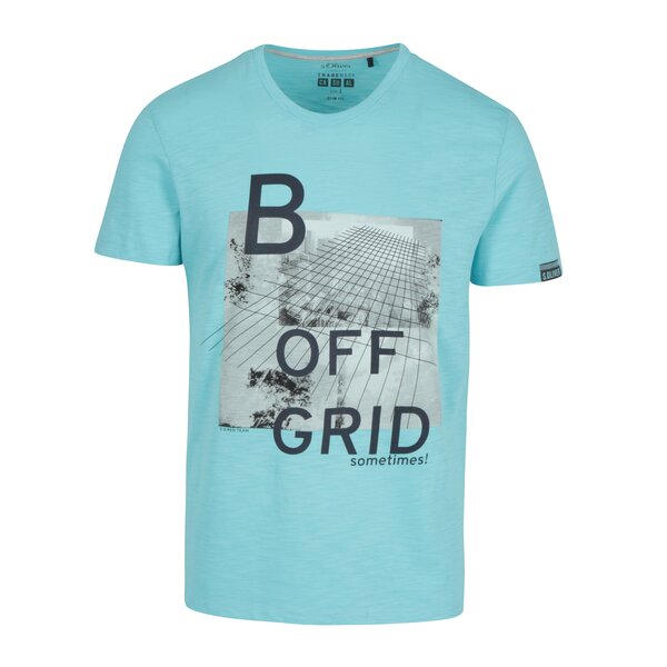 Tricou slim fit turcoaz cu print pentru barbati s.Oliver