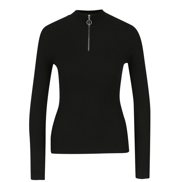 Bluza neagra cu dungi in relief Miss Selfridge
