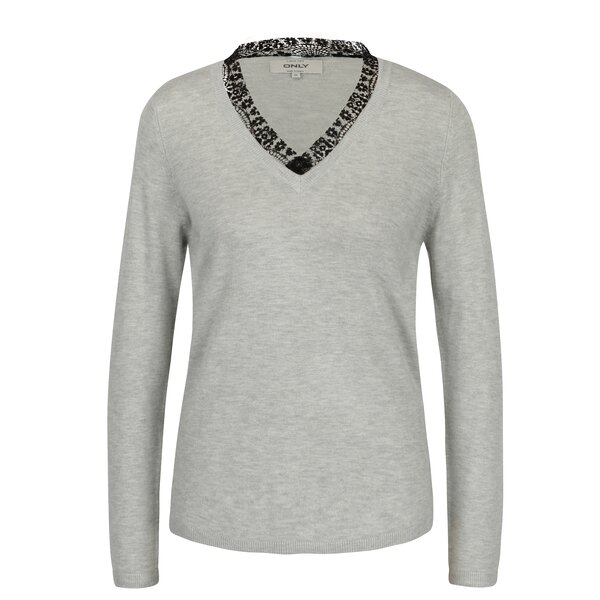 Pulover subtire gri deschis cu decolteu anchior - ONLY Sysse