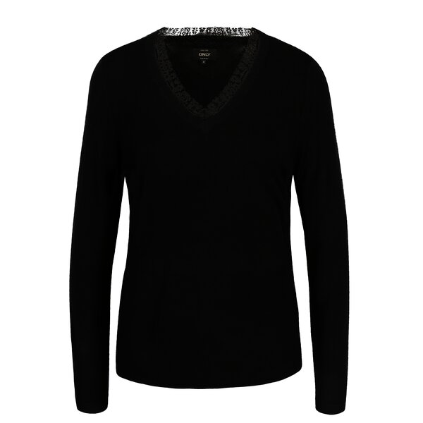 Pulover negru subtire cu guler anchior - ONLY Sysse