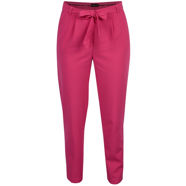 Pantaloni roz cu talie inalta si funda - ONLY Michelle
