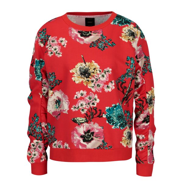 Bluza rosie cu print floral ONLY Katherine