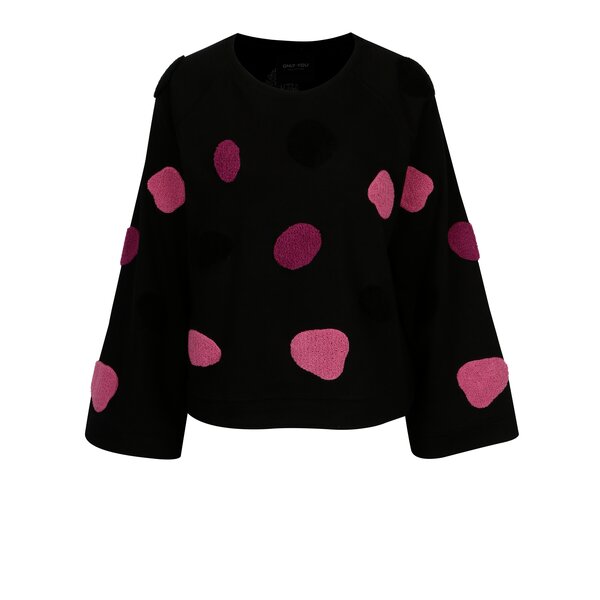 Bluza neagra cu buline brodate si maneci raglan largi - ONLY Sunny