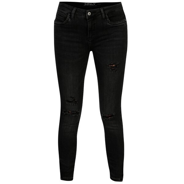 Blugi gi inchis skinny cu efect deteriorat ONLY Kendell