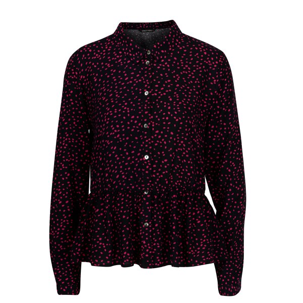 Bluza bleumarin cu print si volane - ONLY Anika