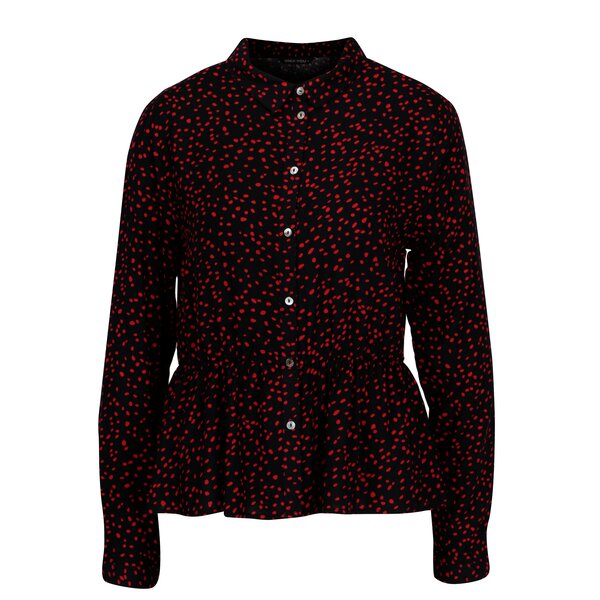 Camasa neagra cu print si volane - ONLY Anika