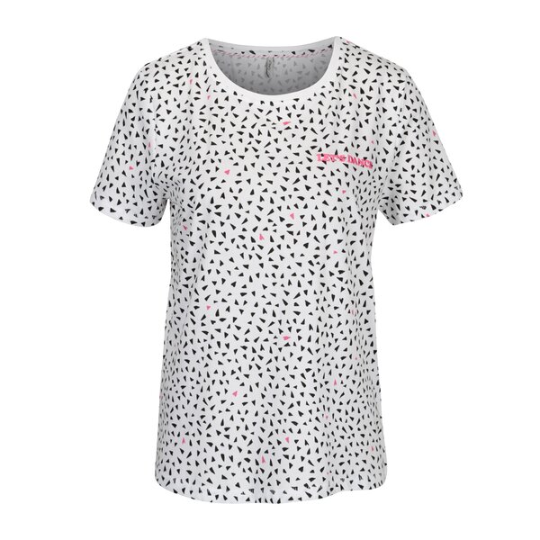 Tricou negru&alb cu print - ONLY Kita