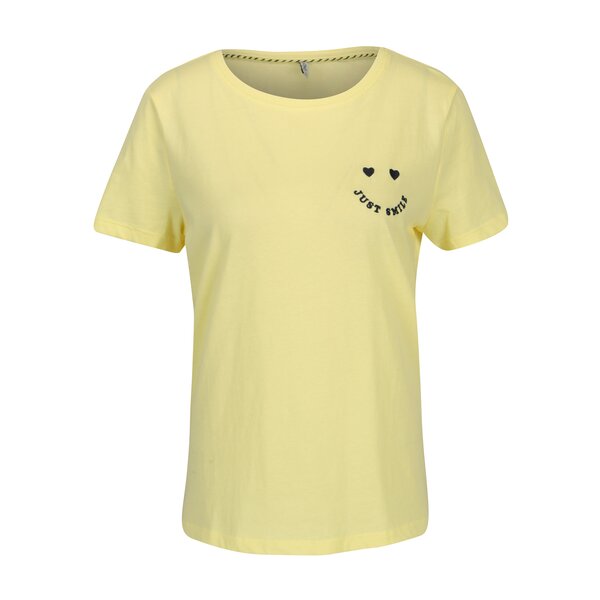 Tricou galben cu broderie - ONLY Kita