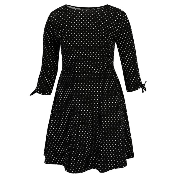 Rochie neagra cu buline si maneci 3/4 - Dorothy Perkins Curve