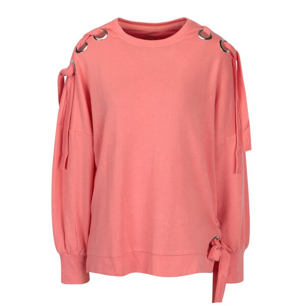 Bluza roz oversized cu snururi pe umeri si solduri - ONLY Eisha