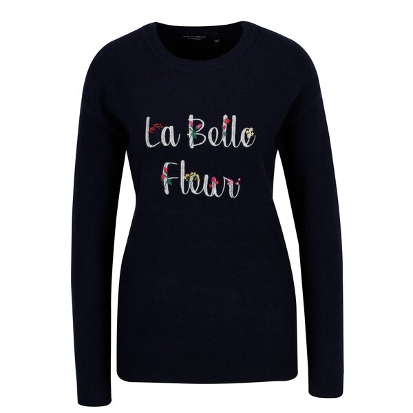 Pulover bleumarin cu broderie Dorothy Perkins