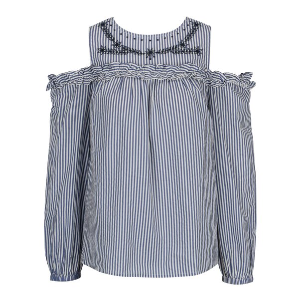 Bluza cold shoulder albastra in dungi Dorothy Perkins