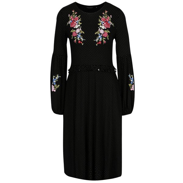 Rochie neagra cu print si maneci balon Dorothy Perkins