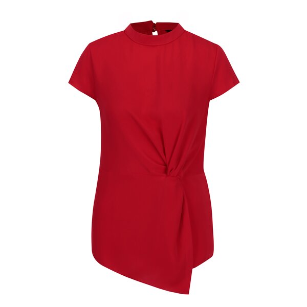 Bluza asimetrica rosie cu nod decorativ Dorothy Perkins