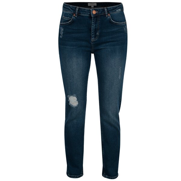 Blugi bleumarin boyfriend cu aspect prespalat si uzat - Dorothy Perkins
