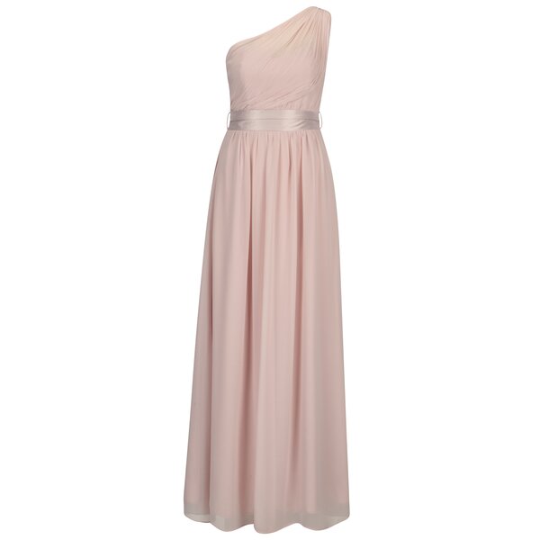 Rochie lunga roz pal cu decolteu pe un umar si funda in talie - Dorothy Perkins