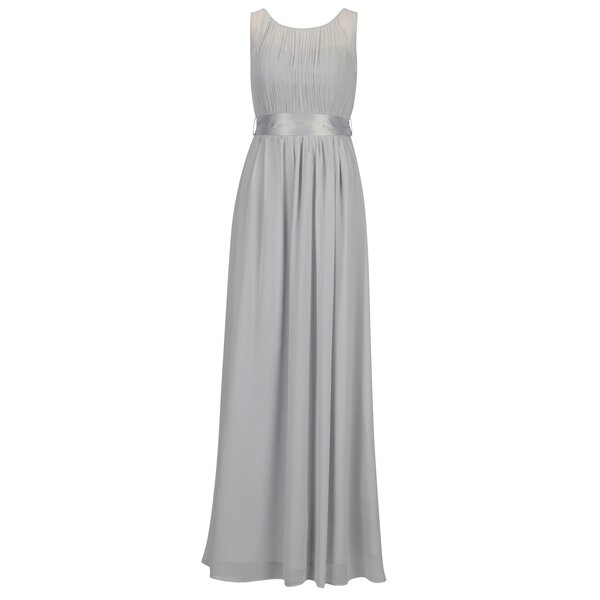 Rochie lunga gri deschis cu pliseuri si panglica in talie - Dorothy Perkins