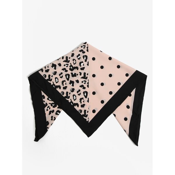 Esarfa negru & roz cu print - Pieces Matiilda