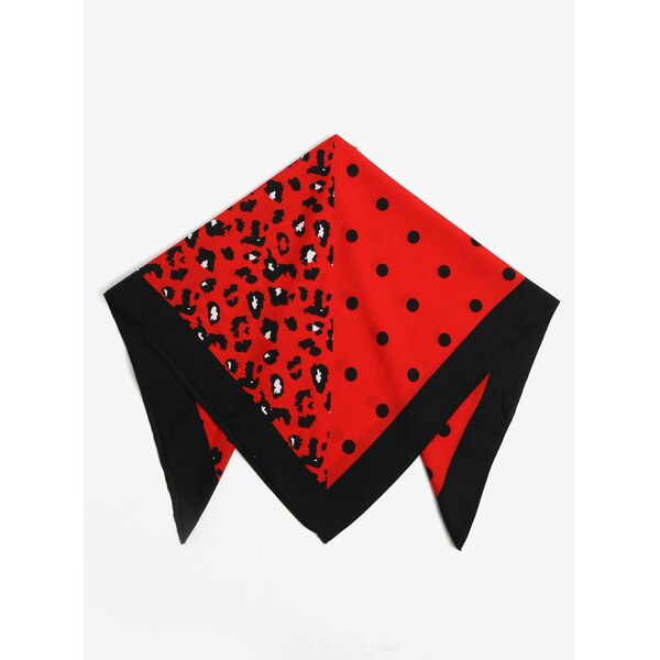 Esarfa negru & rosu cu print - Pieces Matiilda