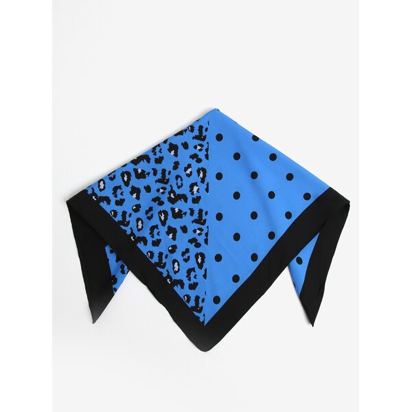 Esarfa negru & albastru cu print - Pieces Matiilda