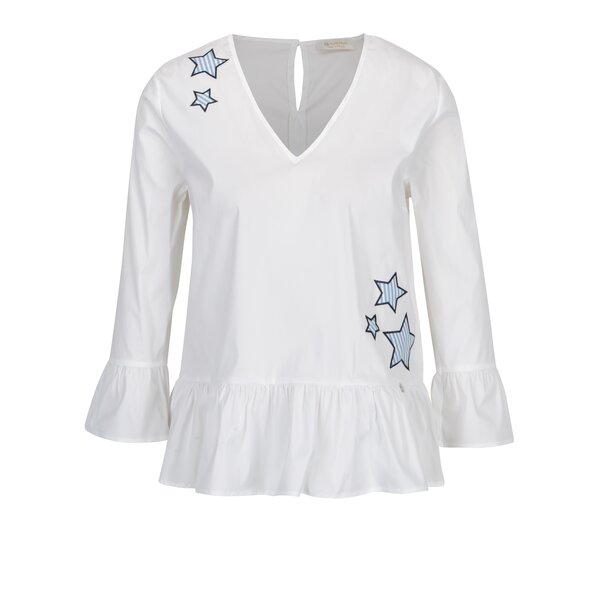 Bluza alba cu volane si aplicatii - Rich & Royal