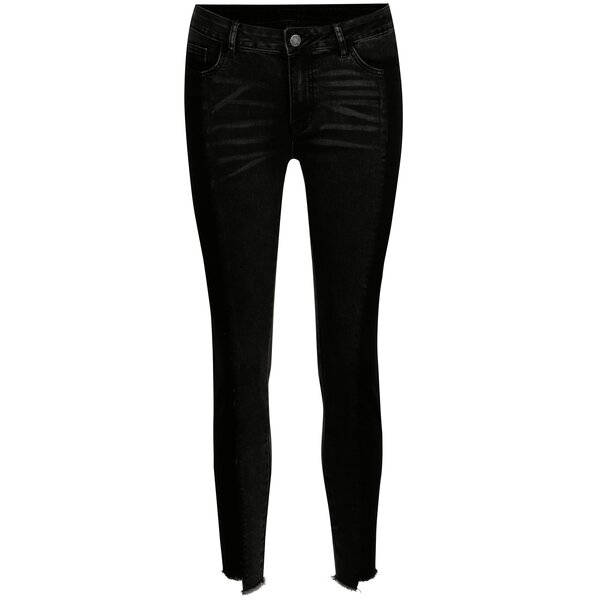 Blugi skinny negri cu terminatie asimetrica VILA Malikka