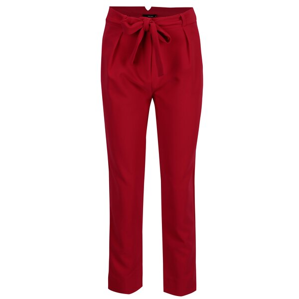 Pantaloni rosii cu talie inalta si funda - TALLY WEiJL