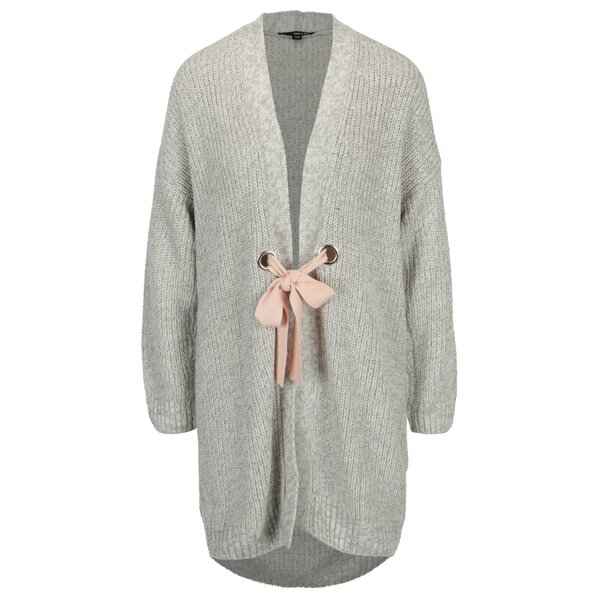 Cardigan gri deschis cu cordon in talie - TALLY WEiJL