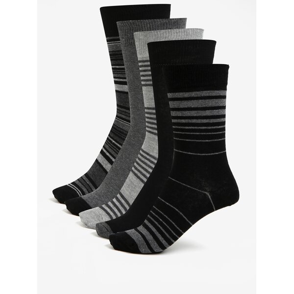 Set de 5 perechi de sosete gri cu dungi Burton Menswear London