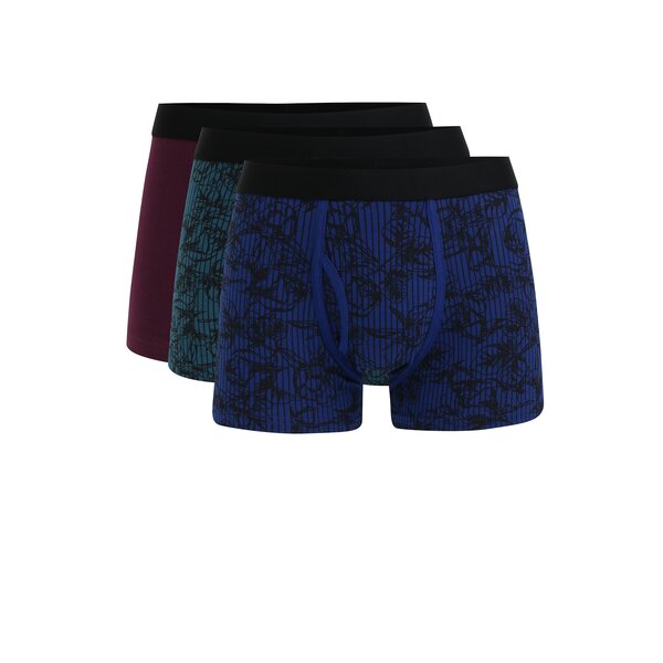 Set de 3 perechi de boxeri multicolori cu print Burton Menswear London