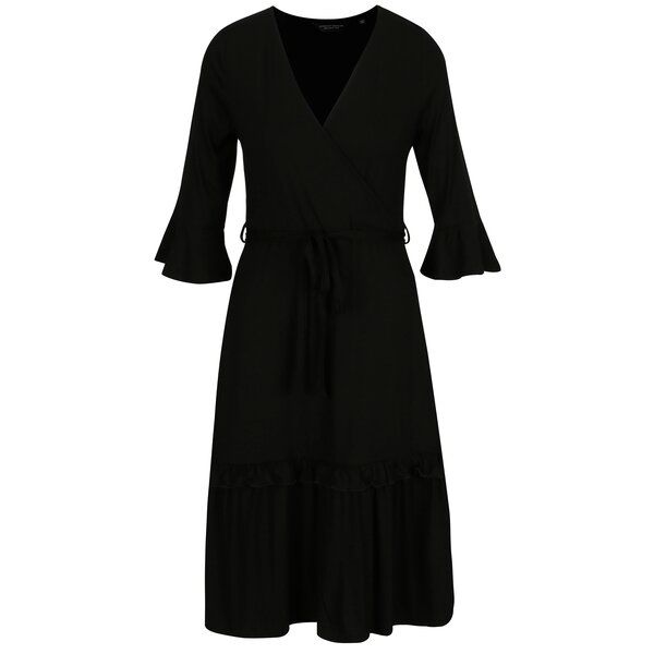 Rochie neagra cu maneci 3/4 si decolteu suprapus Dorothy Perkins