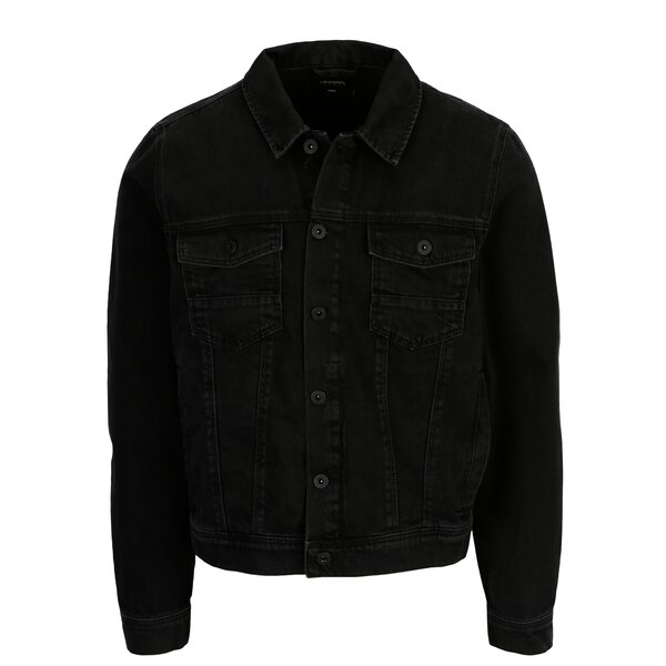 Jacheta neagra din denim Burton Menswear London