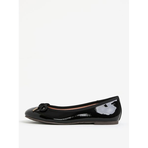 Balerini negri glossy cu fundita - Tamaris