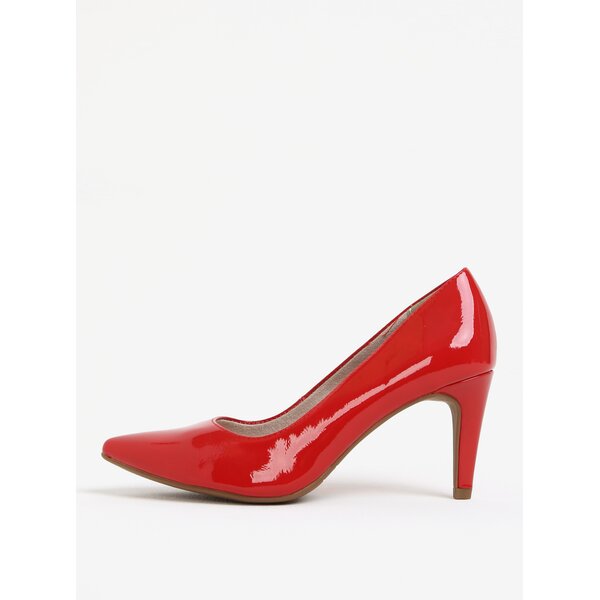 Pantofi rosii cu toc inalt si aspect lacuit - Tamaris