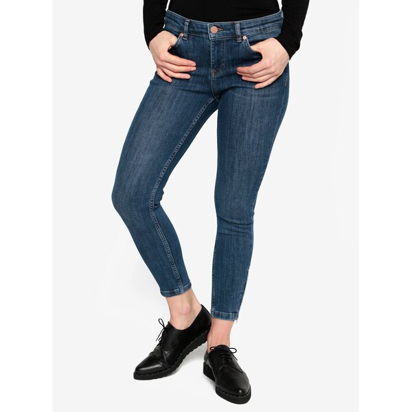 Blugi cropped albastri cu fermoar pe glezna Oasis Isabella