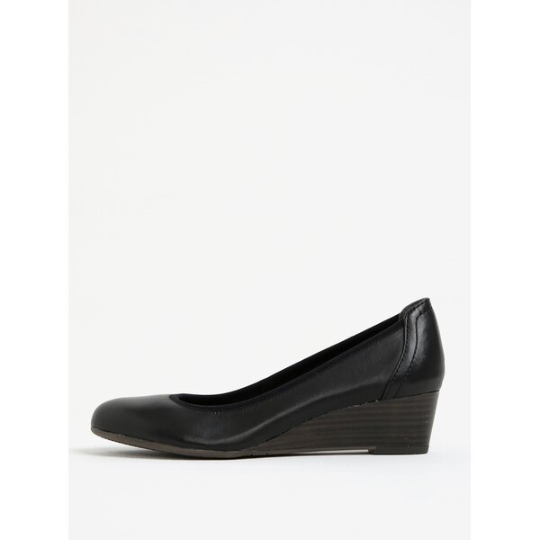 Balerini negri din piele cu talpa wedge Tamaris