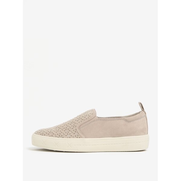 Pantofi slip on bej cu aplicatii argintii - Tamaris