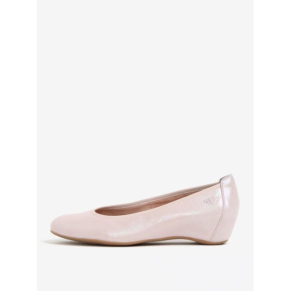 Balerini roz cu talpa wedge ascunsa din piele Tamaris