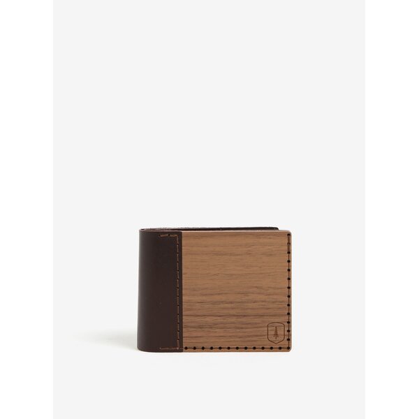 Portofel maro din lemn si piele - BeWooden Virilia