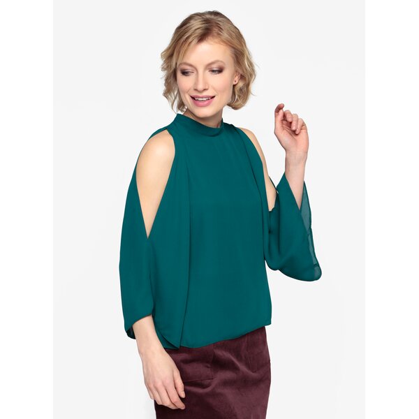 Bluza cold shoulder verde inchis - Oasis